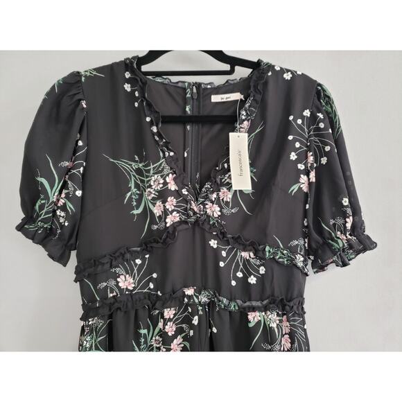 NEW SIZE LARGE Mi Ami Francesca's Floral Romper‎ Jumpsuit black boho - Picture 2 of 5